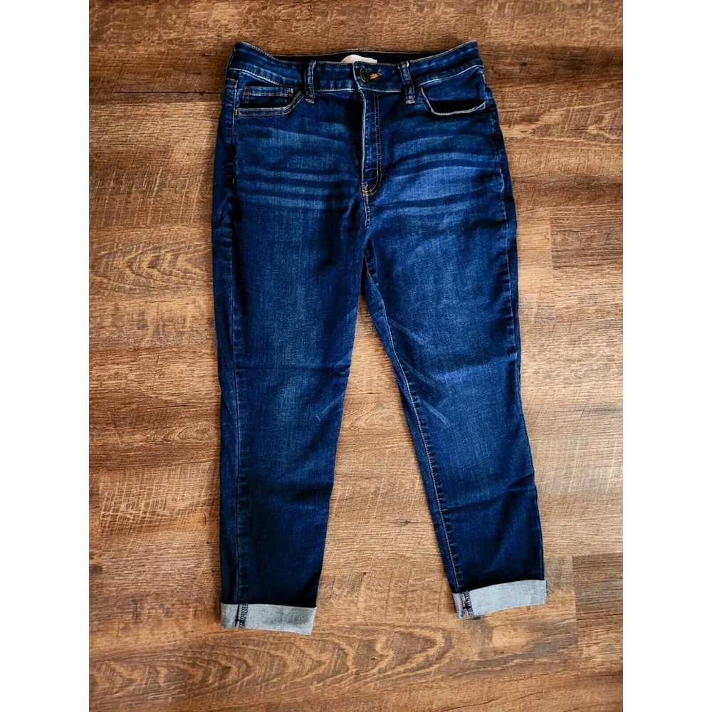 Juniors 13 SO Crop Dark High Waisted Cuffed Jeans